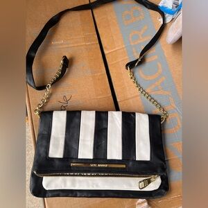Steve Madden Black and White Striped Crossbody Bag